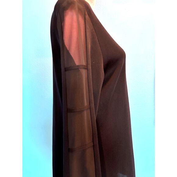 EUC Exclusively Misook Pullover Knit Top Sheer Long Sleeves Light Shoulder Pad M - Picture 4 of 5